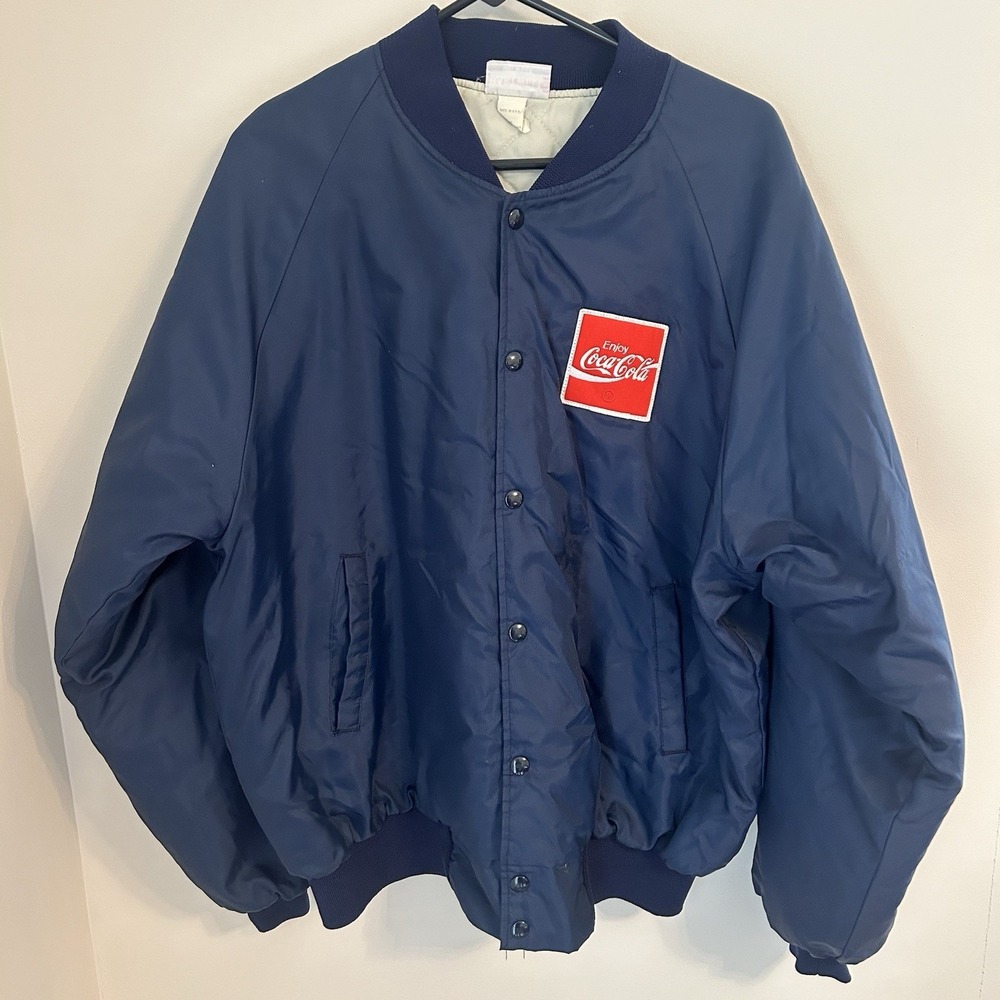 VTG Hartwell Sports Coca Cola soda bomber Jacket Navy XL 46-48 hipster outerwear
